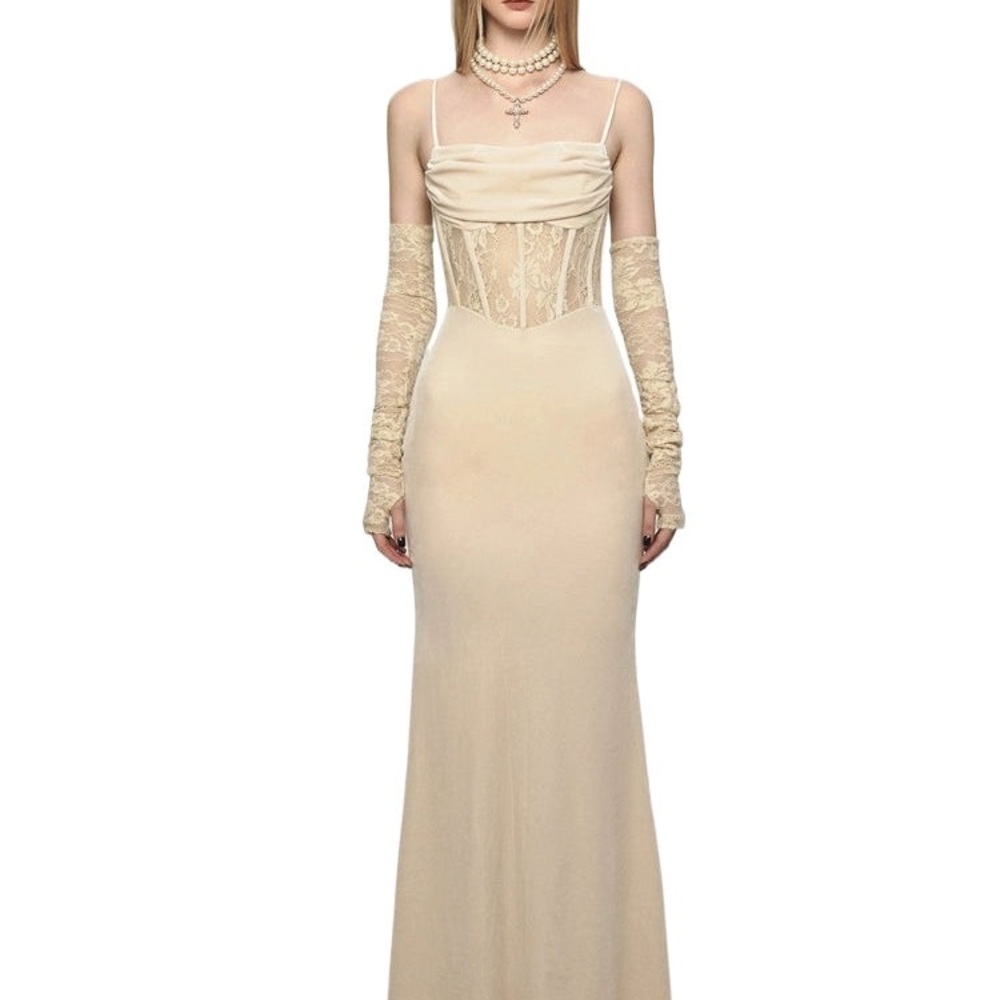 Mermaid Strap Long Velvet Dress